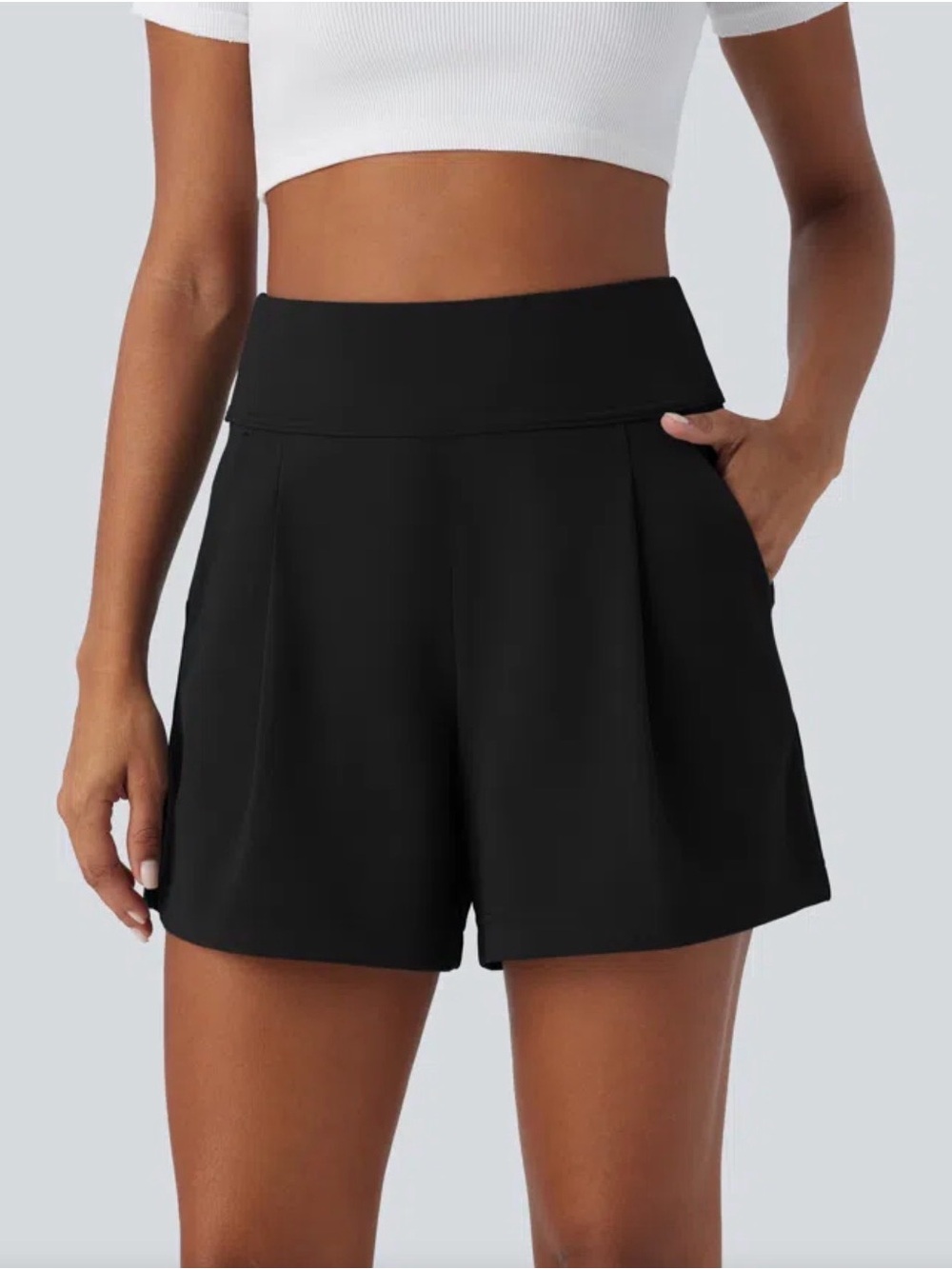 HALARA High-Waist Black Athletic Shorts with Pockets Size Small